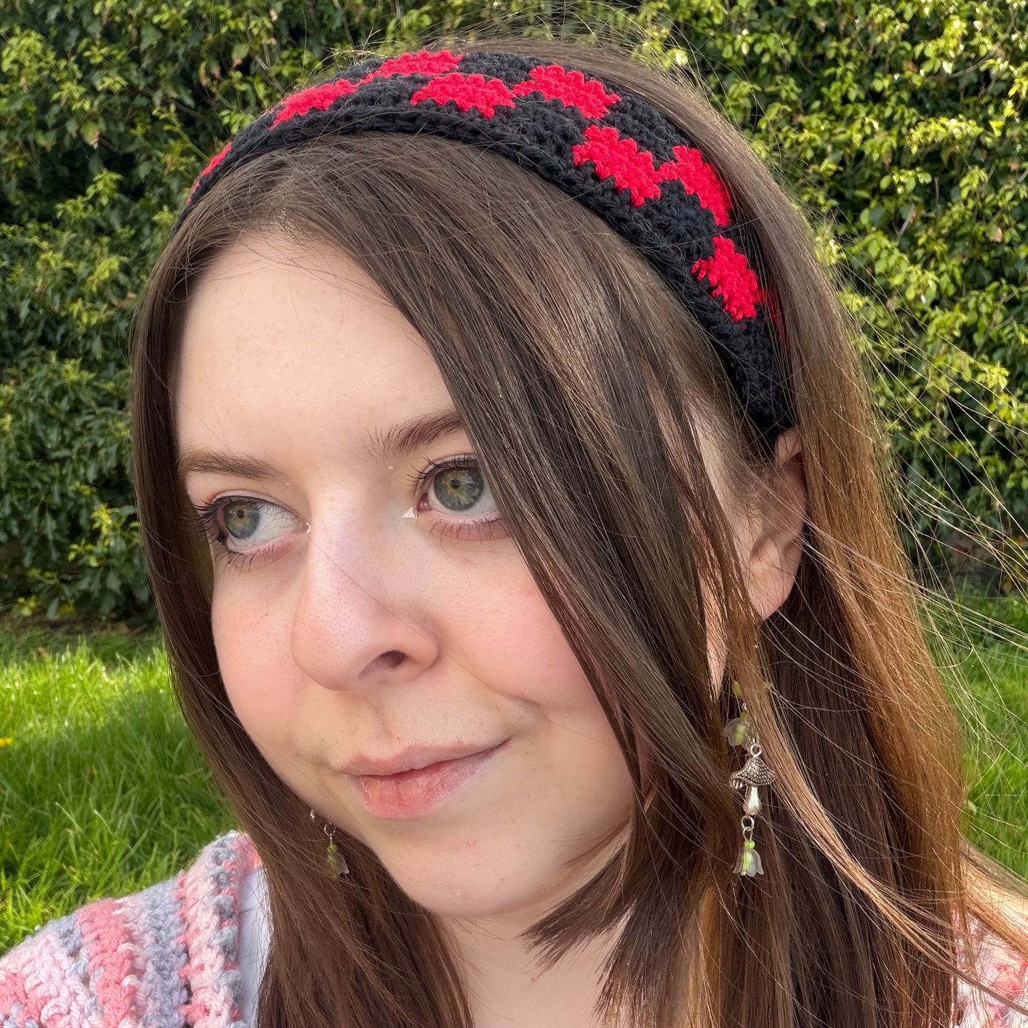 Red and black checkered headband