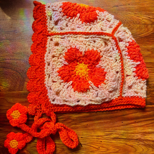 Orange flower bonnet